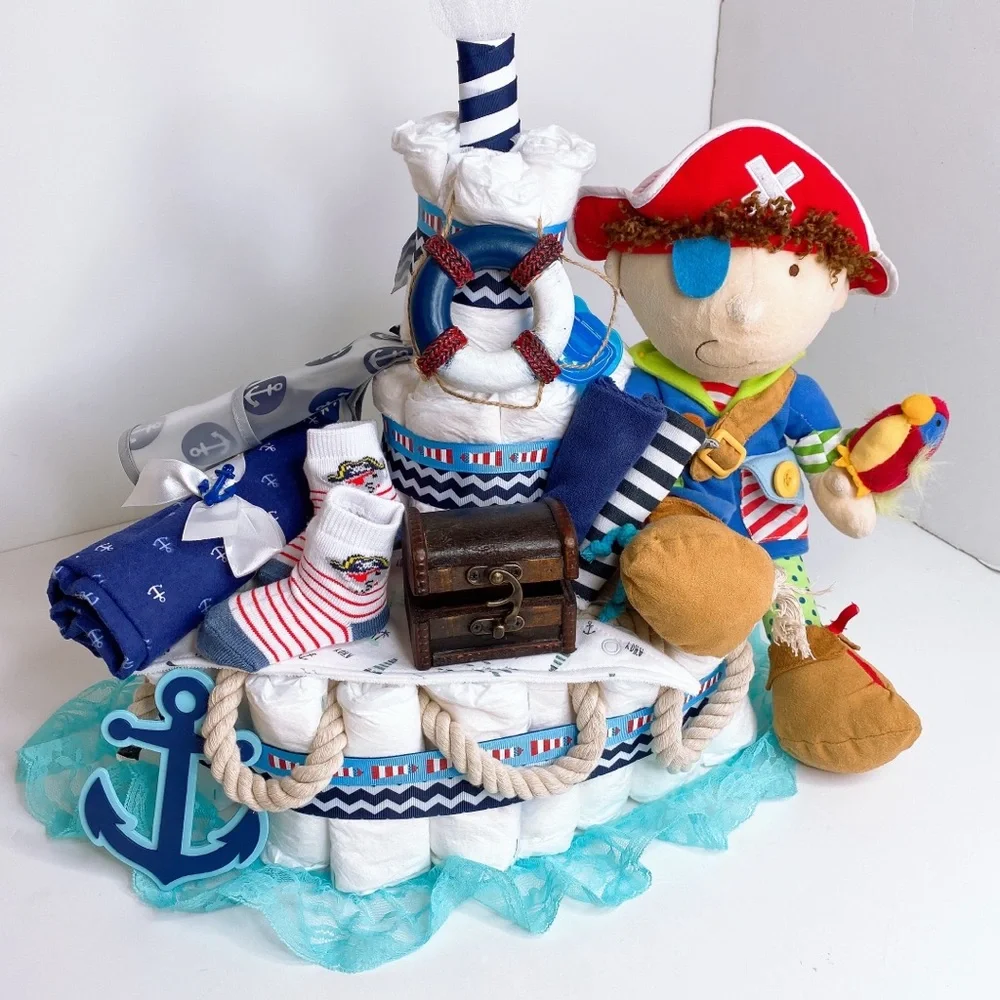 Pirate Ship Diaper Cake, Nautical Themed